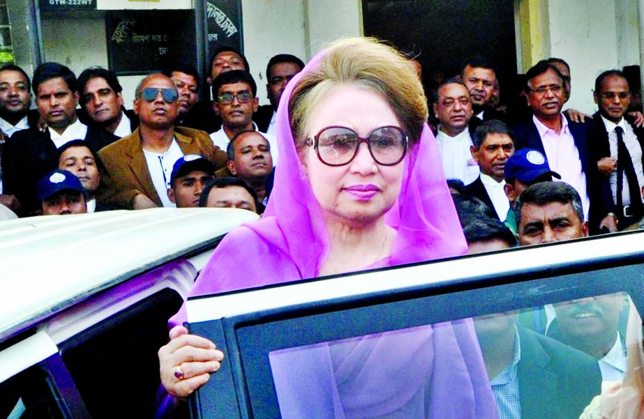 BNP Chairperson Khaleda Zia appeared before the Special Court-5 in Bakshibazar in the city to defence argument in Zia Orphanage Trust graft case yesterday.