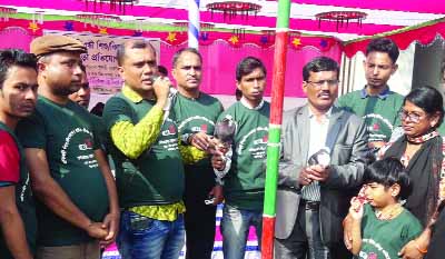 MANIKGANJ: Rokib-uz- Zaman, Officer-in- Charge , Daulatpur Thana inaugurating Sports Competition of Disabled Children organised by Disabled Rehabilitation and Research Association (DRRA) , Manikganj on Wednesday.