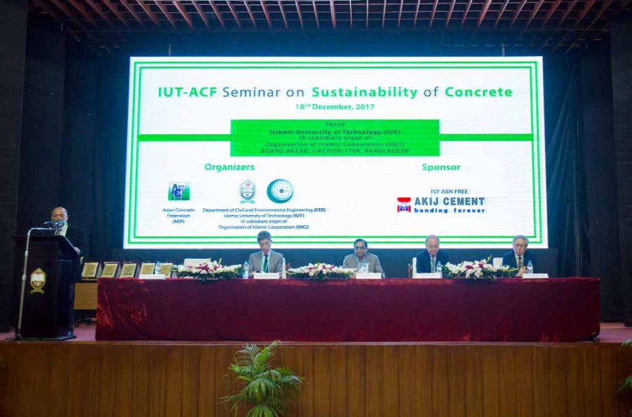 A view of a seminar on Sustainability of Concrete organized by Islamic University of Technology in association with Asian Concrete Federation held on the University campus of Board Bazar, Gazipur last Monday.