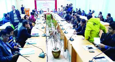 NILPHAMARI: Rangpur Divisional Commissioner Kazi Hasan Ahmed addressing a workshop on sustainable development goals at the Commissioner's Conference Room as Chief Guest at Nilphamari town on Thursday.