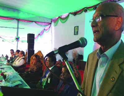 NETRAKONA: Education Minister Nurul Islam Nahid addressing the reunion of ex-students of Mohanganj Govt Pilot High School at the school ground at Mohanganj Upazila town in Netrakona as Chief Guest yesterday.