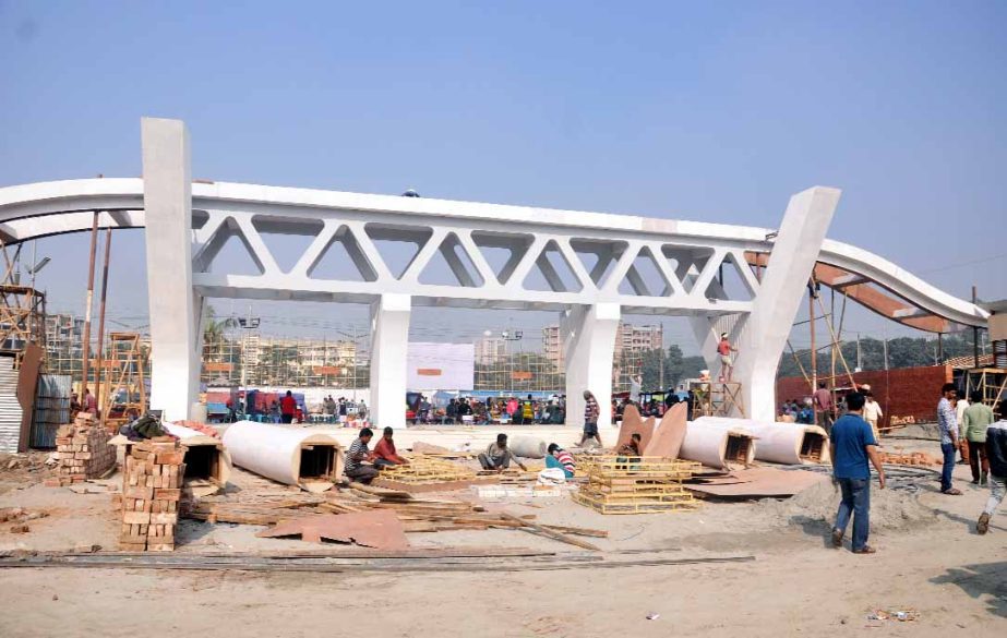 Preparation afoot of Dhaka International Trade Fair of the city's Sher-e-Bangla Nagar. The snap was taken on Friday.