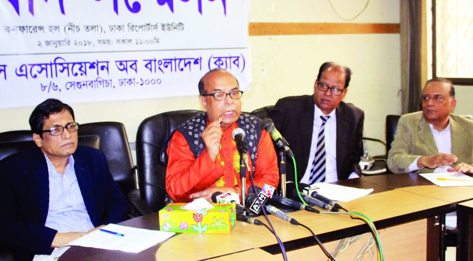Chairman of Consumers Association of Bangladesh (CAB) Golam Rahman speaking at a prÃ¨ss conference on publication of a report of expenditure to maintain livelihood and relevant issues-2017 organised by the association in DRU auditorium on Tuesday.