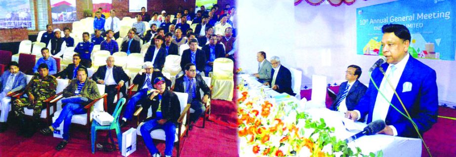 Dr Kamal Uddin Ahmed, Shareholder of Energyprima Limited, Presiding over its 10th AGM at the company's power plant in Habigonj recently. Moazzem Hossain, Managing Director, Shahadat Hossain, Director and Dr Syed Tanvir, secretary of the company were pr