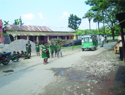 GAFARGAON(Mymensingh): A view of Chhaybarai Government Primary School without boundary wall.