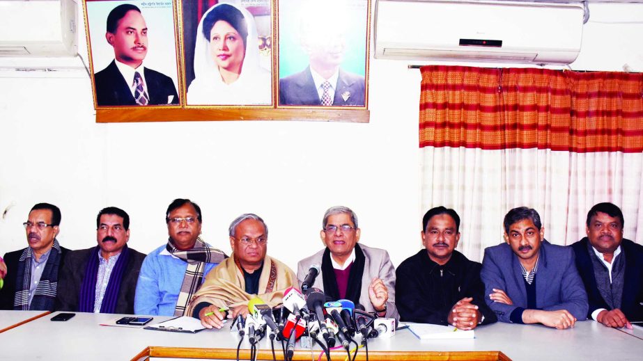 BNP Secretary General Mirza Fakhrul Islam Alamgir speaking at a prÃ¨ss conference on Dhaka North City Corporation election at the party central office in the city's Nayapalton on Monday.