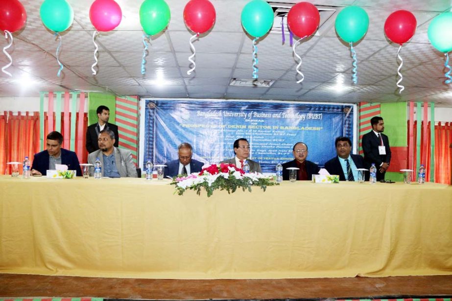 Mohammad Jamal Abdun Naser, Director, Shasha Denims Ltd speaks at a seminar on the prospects of Denim sector in Bangladesh held at Bangladesh University of Business and Technology at Mirpur in the capital on Sunday.