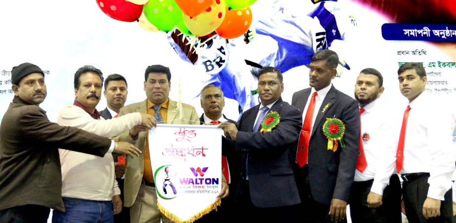 Operative Director (Head of Sports & Welfare Department) of Walton Group FM Iqbal Bin Anwar Dawn inaugurating the Walton Victory Day Taekwondo Competition by releasing the balloons as the chief guest at the Gymnasium in the National Sports Council on Tues