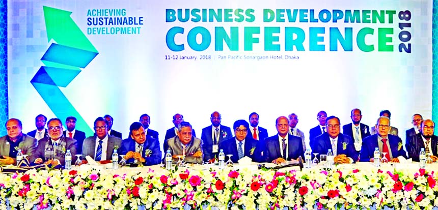 Arastoo Khan, Chairman of Islami Bank Bangladesh Limited, presiding over its two-day long 'Business Development Conference' at a hotel in the city on Thursday. Md. Abdul Hamid Miah, Managing Director, Md. Shahabuddin, Vice-Chairman, Major General (Retd.