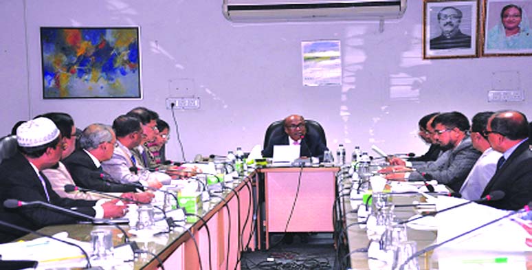 Mohammad Helal Uddin, Managing Director of Bangladesh Krishi Bank, addressing at the City Branch Managers, LPO and Corporate Heads' Review Meeting at its head office in the city on Wednesday. Mahtab Zabin, DMD and senior officials of the bank were also p