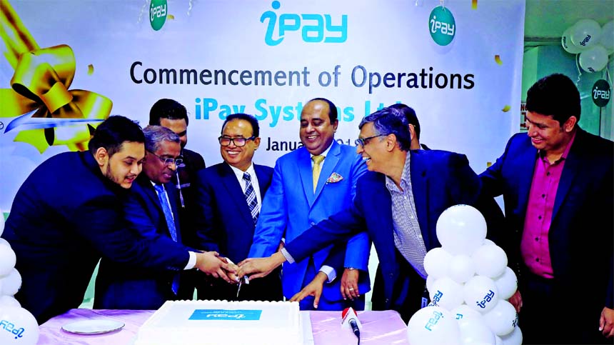 Md. Shahidul Ahsan, Chairman of iPay Systems Limited (an online payment platform) inaugurating its commencement operations at its city's Gulshan office recently. Zakaria Swapan, CEO, Md. Mizanur Rahman, Md. Manzanur Rahman, Rezaul Hossain, Rehnuma Ahsan