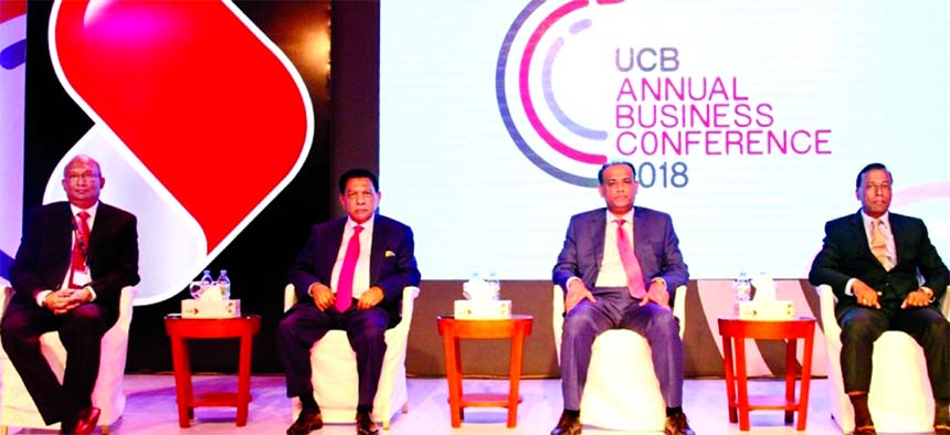 State Minister for Land Saifuzzaman Chowdhury, attend at the Annual Business Conference-2018 of United Commercial Bank Limited as chief guest at a city hotel recently. A E Abdul Muhaimen, Managing Director, Md. Jahangir Alam Khan, Risk Management Committe