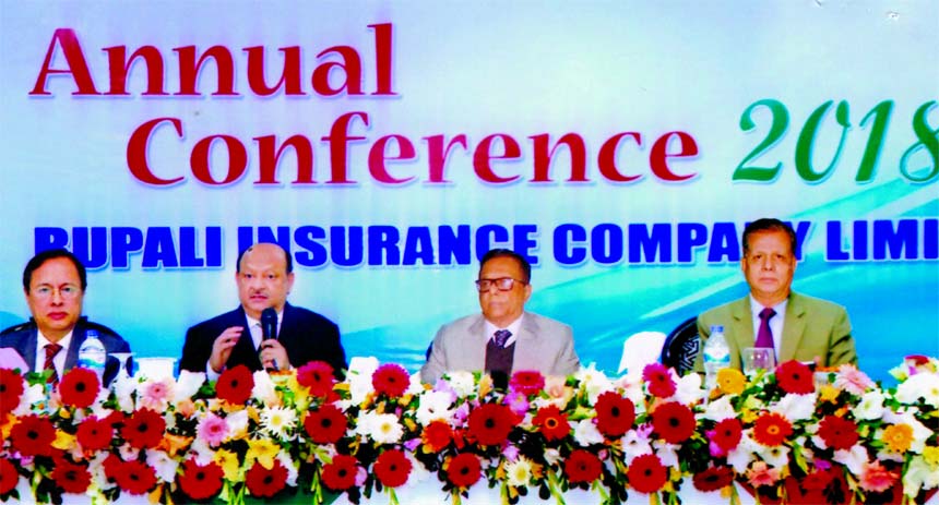 Mostafa Golam Quddus, Chairman of Rupali Insurance Company Limited, presides over its 'Annual Conference-2018' at a hotel in the city recently. PK Roy, CEO, M. Azizul Huq, Management and Financial Consultant, Mohd. Alamgir, AMD and other senior executiv