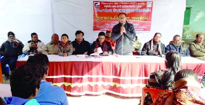 THAKURGAON: Md Arifullah, Upazila Secondary Education Officer speaking at a prize giving ceremony of cultural function and Pitha Festival at Pirganj Upazial on Tuesday.