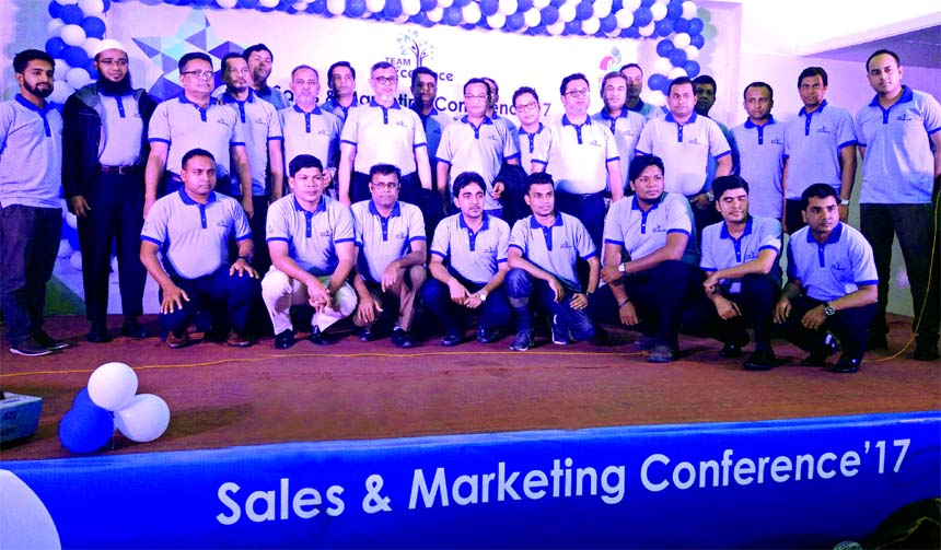 Md. Lokman Hossain, Managing Director of Panna Group (battery sales and marketing company), poses with the participants of its 'Sales and Marketing Conference' at a hotel in Cox's Bazar recently. Abu Hasnat, CEO, Mushfiqur Rahman, GM (Sales and Marketi