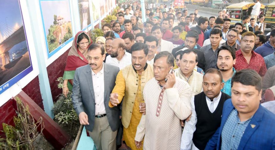 CCC Mayor A J M Nasir Uddin visiting beautification work of footpaths at Uttar Kattali Gate on Friday.