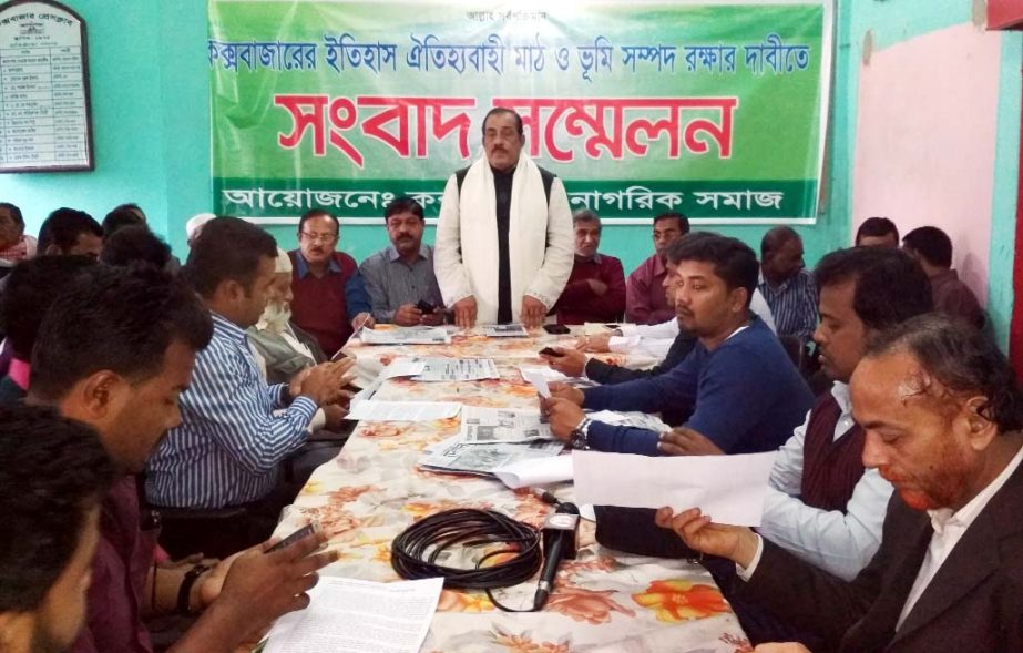 Sirajul Mostafa, President, Cox's Bazar District Awami League addressing the press conference on behalf of civil society at Press Club on Saturday.