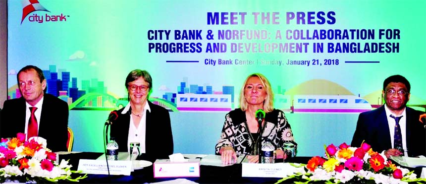 A high level delegation including board and senior management of Norfund (the Norwegian Investment Fund for Developing Countries) has been visited City Bank head office in the city on Sunday. Sidsel Bleken, Norwegian Ambassador to Bangladesh, addressing a