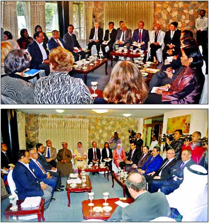 Top: Foreign Minister AH Mahmood Ali briefs diplomats of western countries stationed in Dhaka on Rohingya issue at State Guest House Padma and (bottom) also briefs diplomats of Muslim countries stationed in Dhaka on Rohingya issue at State Guest House Pad