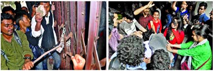 Agitating Dhaka University students confined Vice-Chancellor (VC) Prof Akhtaruzzaman on Tuesday breaking lock of collapsible gates to enforce their besiege programme at the VC Office, demanding punishment of BCL (Bangladesh Chhatra League) men, who allege