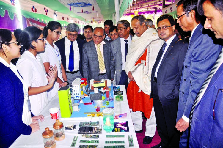 Science and Technology Minister Yafesh Osman visiting around different stalls of 3-day long science fair on the premises of Bangladesh Council for Science and Industrial Research (BCSIR) on Thursday. BCSIR organised the fair.