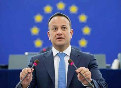 Ireland's Taoiseach Leo Varadkar delivers a speech during a debate on the Future of Europe at the European Parliament in Strasbourg, France