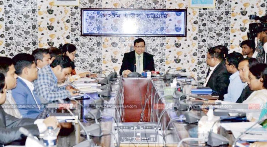 Commissioner of Chittagong Customs Authority Dr AKM Nuruzzaman addressing the journalists at its conference hall on Thursday morning.