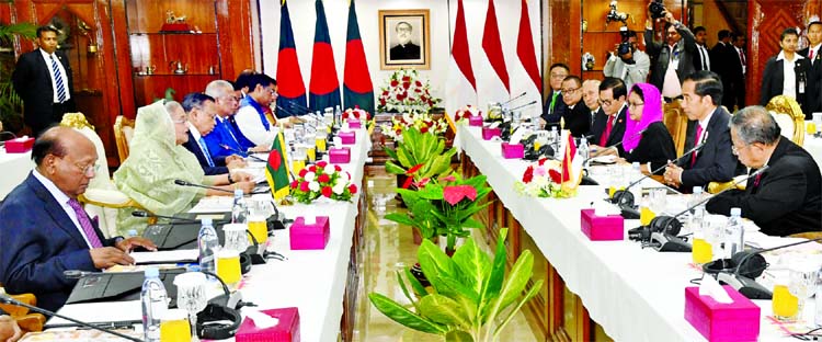 Led by visiting President of Indonesia Joko Widodo and Bangladesh Prime Minister Sheikh Hasina, a bilateral meeting was held at PMO office on Sunday.