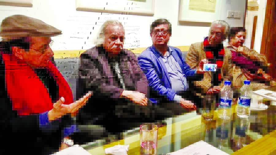 From left: Former Ambassador Waliur Rahman, prominent architect and art critic Shamsul Wares, Professor Saiful Huque, Director, Institute of Energy, Dhaka University and Chairperson of Duaree Gallery and Abdus Shakoor Shah, former dean, Faculty of Fine Ar