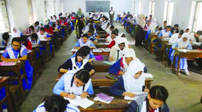 A view of an SSC examination centre at the Port City on the first day yesterday.