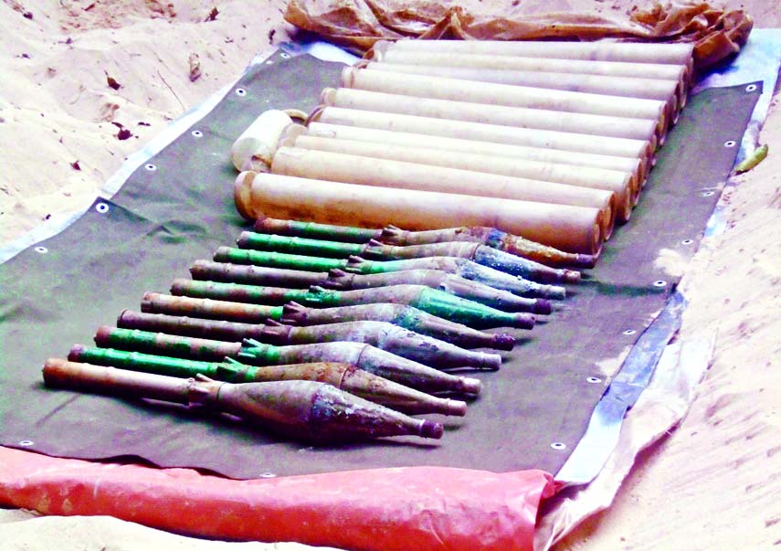 RAB forces conducting a drive recovered 10 anti-tank rockets from the deep forest of Satchari National Park area in Chunaru Ghat Upazila of Habiganj on Friday night.