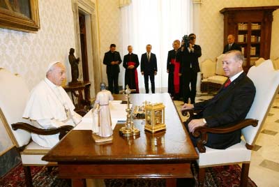The pope, who has railed against the horrors of war and weapons of mass destruction, was likely to raise the Afrin issue during his meeting with Erdogan.