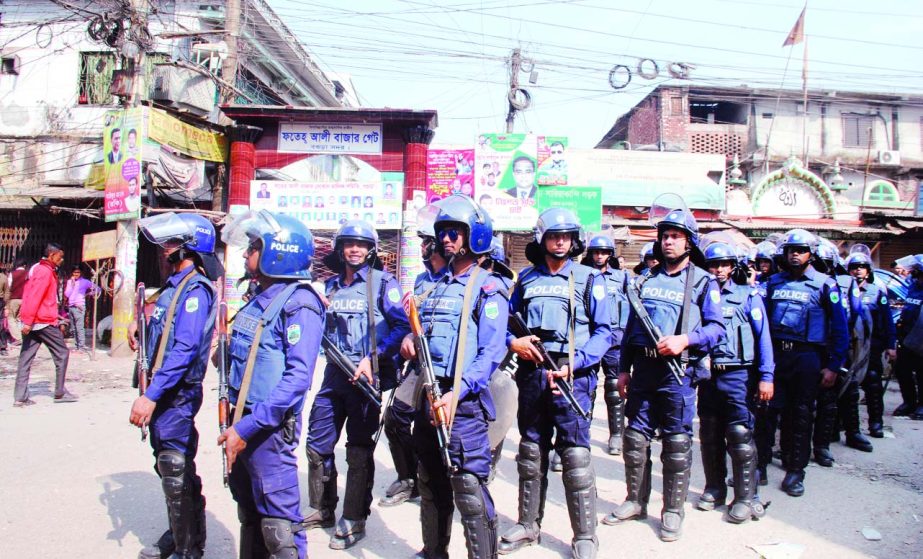 BOGRA: Police was on high alert at Bogra town before the announcement of verdict on Khaleda Zia on Thursday.