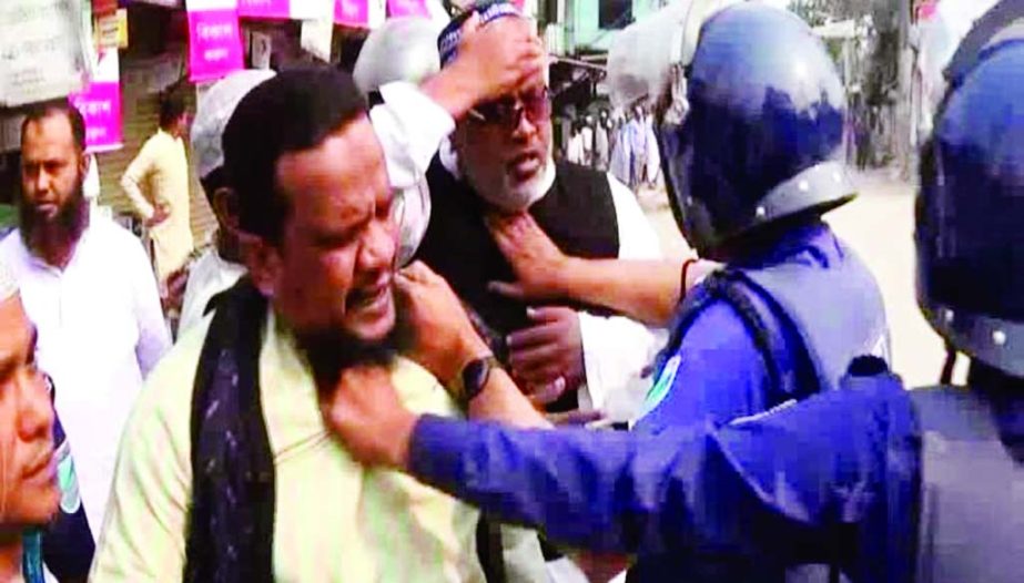 KISHOREGANJ: Police arrested Kishoreganj Bar Association President Advocate Jalal Md Gous and District BNP Organising Secretary Islahil Mia from a procession at Shahedi Mosque after announcement of verdict on BNP Chairperson Begum Khaleda Zia on Fri