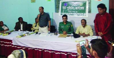 KHULNA: Molla Jahangir Hossain, DC(North) of KMP speaking at a meeting of Policing Forum at Daulatpur Pabla area as Chief Guest on Sunday evening.