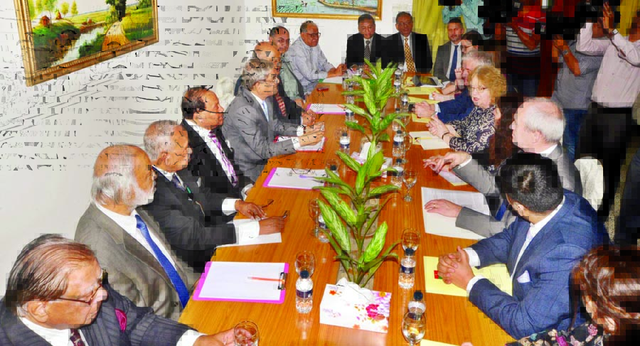 BNP's senior leaders holding meeting with European Parliamentary delegation over the imprisonment of its Chairperson Khaleda Zia, next election issue and the present political situation in Bangladesh at Gulshan Party office on Wednesday.