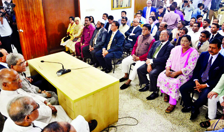 BNP Secretary General Mirza Fakhrul Islam Alamgir and other senior leaders holding meeting with pro-BNP lawyers at Gulshan's party office over the release of party Chairperson Khaleda Zia and the next course of programmes of the party on Friday.