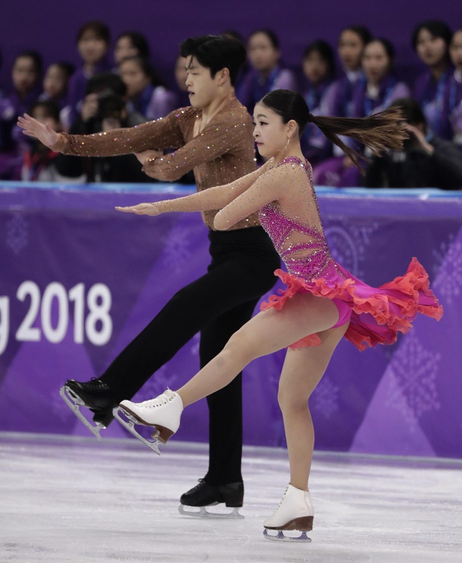 Maia Shibutani and Alex Shibutani of the United States perform during the ice dance, short dance figure skating in the Gangneung Ice Arena at the 2018 Winter Olympics in Gangneung, South Korea on Monday.