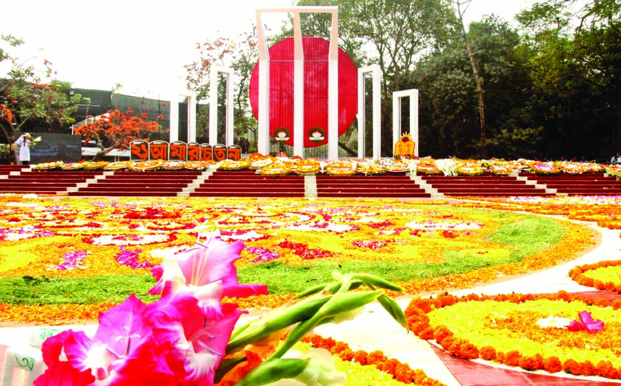 Marking the Amar Ekushey, Language Martyrs Day and International Mother Language Day, the altar of Central Shaheed Minar bedecked with flowers on Wednesday.
