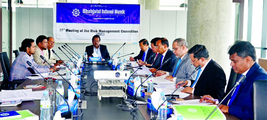 Anwer Hossain Khan, Chairman of the Executive Committee of Shahjalal Islami Bank Limited, presiding over its 740th EC meeting at its head office recently. Akkas Uddin Mollah, Chairman of the Board of Directors and Farman R Chowdhury, Managing Director of