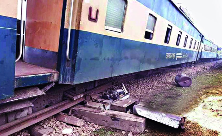 The rail communications between Sylhet and the rest of the country remained suspended as 11 bogies of Dhaka bound Upaban Express veered off the tracks in Satgaon Station of Srimangal in Moulvibazar early Friday.