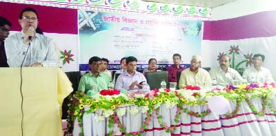 BHALUKA (Mymensingh): Md Khalil Ahamed, DC, Mymensingh speaking at a discussion meeting in observance of the National Science and Technology Week organised by Bhaluka Upazila Parishad as Chief Guest on Sunday. Among others, Kazimuddin Ahamed, Mayor, Bh