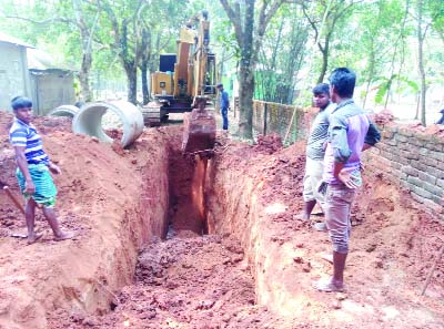 BHALUKA (Mymensingh): A culvert is being constructed on Kashor Road to Joinn