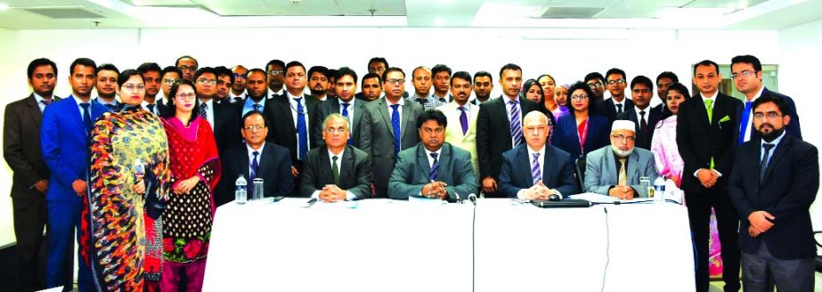 Mosleh Uddin Ahmed, Managing Director of NCC Bank Limited, poses with the participants of week-long training on "Credit Management" at the banks Training Institute in the city recently. Khondoker Nayeemul Kabir, Md. Fazlur Rahman, Md. Habibur Rahman, DM