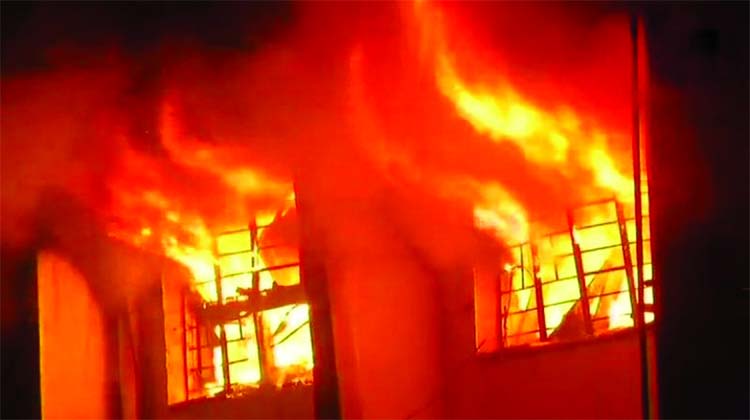 The fire started after a massive explosion inside a boiler at a chemical factory named Ramedeo Chemicals in India.