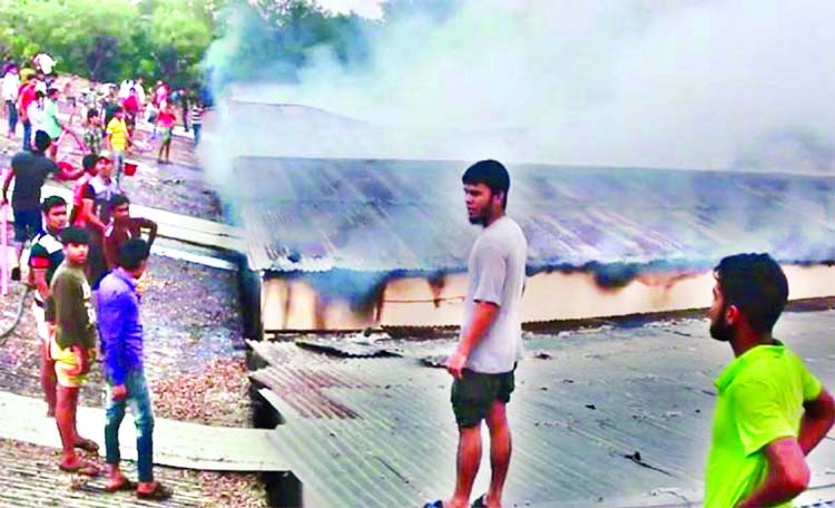 A devastating fire gutted two garments factory at Zirabo area in Ashulia of Savar on Friday. No casuality was reported.