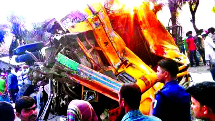 A driver was killed and three others injured as two trucks collided head-on at Ishwardi in Pabna on Friday.
