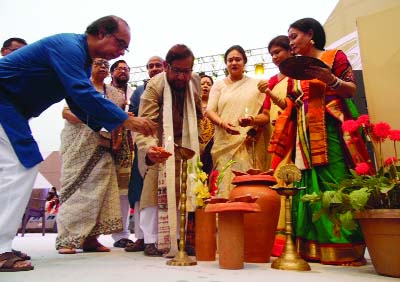 NILPHAMARI: Cultural Affairs Minister Asaduzzaman Noor MP inaugurating three day-long 37th Jatiyo Rabindra Sangeet Sammelon at Nilphamari High School Ground on Friday.