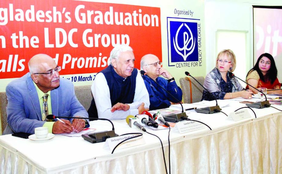Prime Minister's International Affairs Adviser Dr. Gawher Rizvi speaking at a dialogue on 'Bangladesh Graduation of the LDC Group' organised by Center for Policy Dialogue at a hotel in the city on Saturday.