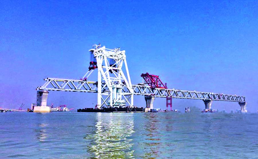 The third span of the much-hyped Padma Bridge was installed between pillars 39 and 40 on Sunday and a total of 450meters of the Bridge is now visible.